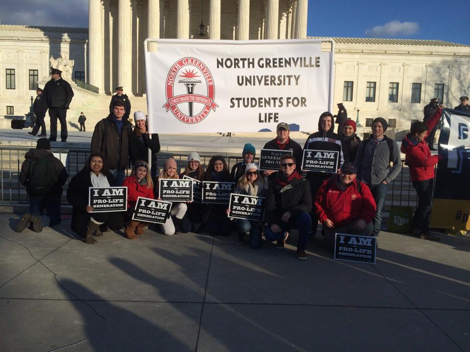 Students represent North Greenville at the Right to Life Rally held in Washington D.C. on January 24.