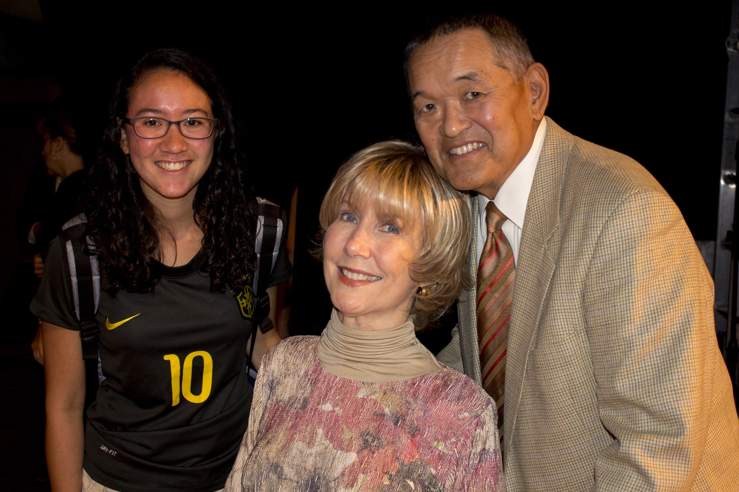 Joni Eareckson Tada spent time withs students after speaking at chapel, even posing for pictures, like sophomore Alisa Sandlin and Tada's husband, Ken.