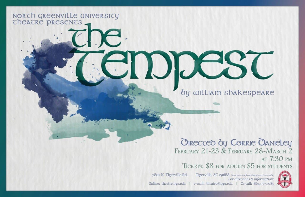 The flier for NGUs production of The Tempest - 2013.