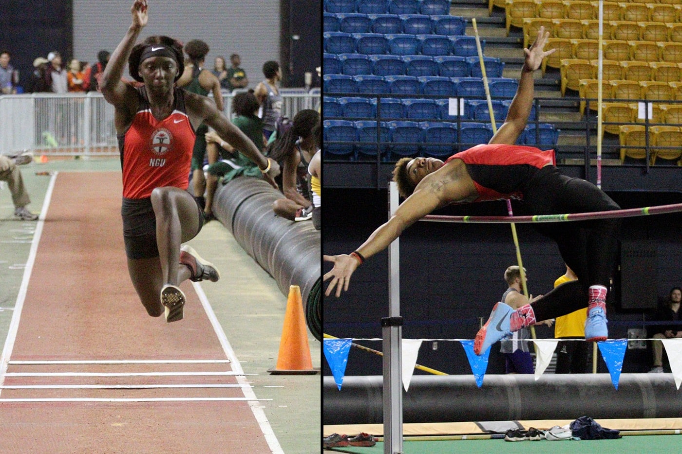 Shekinah Wilder, triple jump and Dazwon McCormick, high jump. Photo courtesy of NGU Athletics.